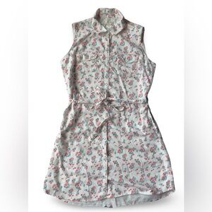 Vintage Levi’s Floral Denim Shirt Dress 90s Y2K Grunge Cottagecore Belted